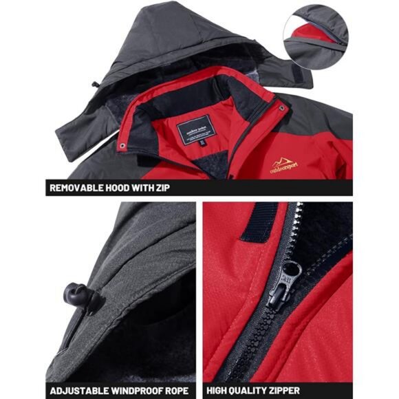 Winter Jacket Men's Water-Resistant Fleece Jacket Snow Ski Jacket - Picture 4 of 7